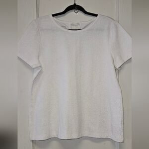 Talbots White Textured Short Sleeve Top Size Large